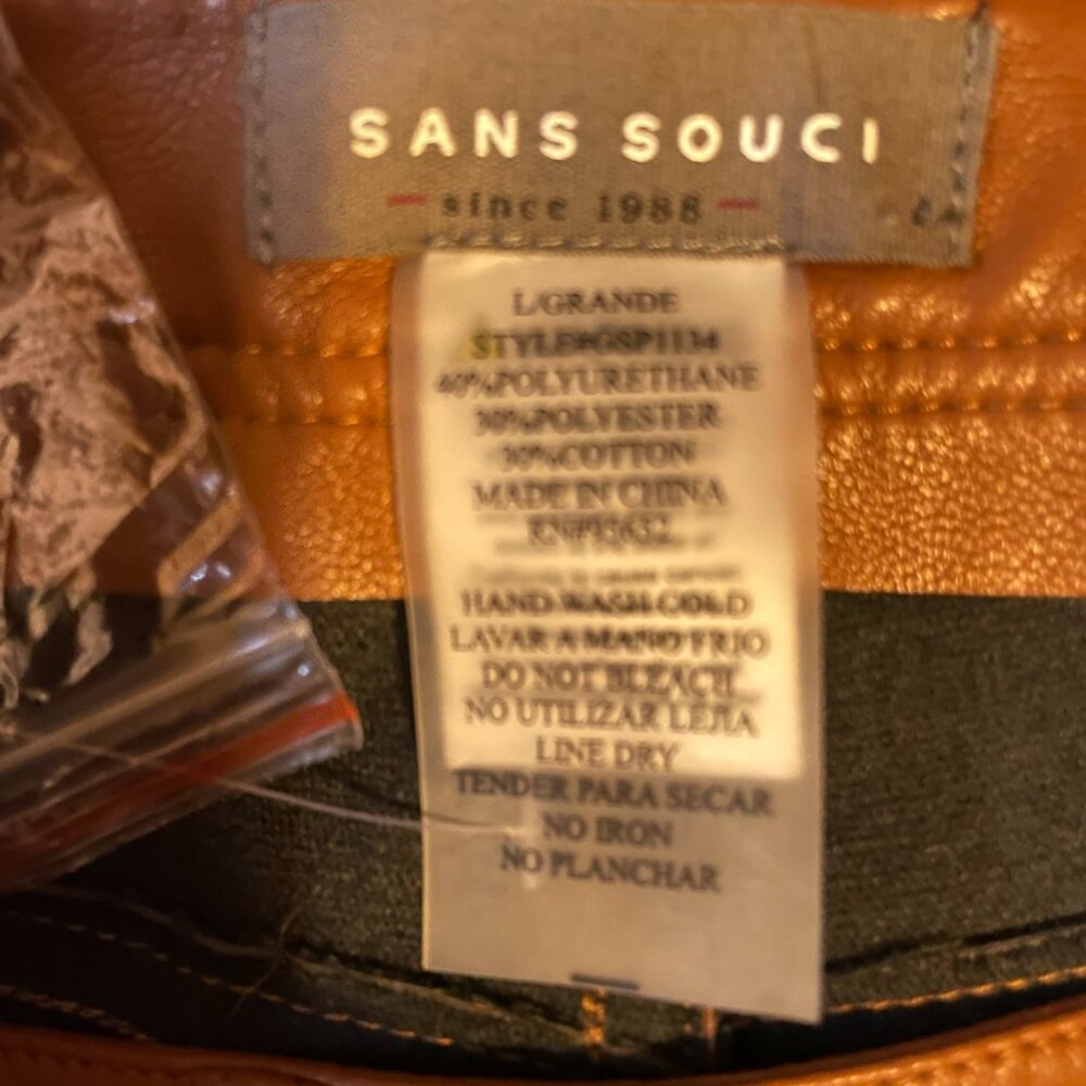 Sans Souci Faux leather High waist wide leg  pants Brown size S NWOT o - Picture 7 of 11